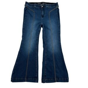 Torrid Sky High A-Line Flare Jeans Blue Super Soft Seamed Stretch 14S Bare Back